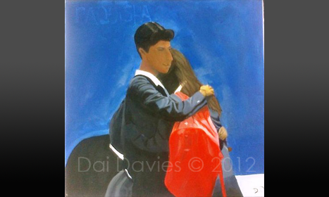 Dai Davies - Boy and Girl Hugging Painting 2